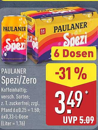PAULANER Spezi/Zero 6 Dosen (0,33 L-Dose)