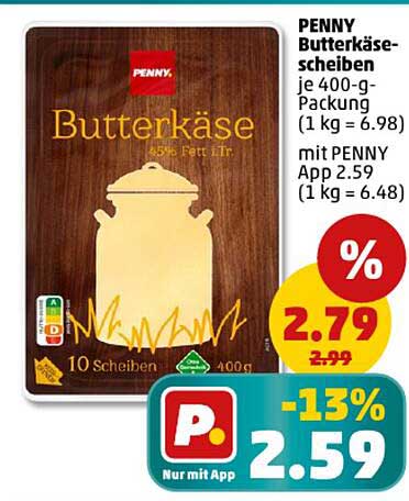 PENNY Butterkäse-Scheiben 400 g - jetzt zum Sparpreis!