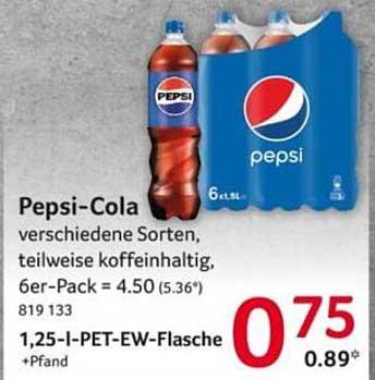 Pepsi-Cola 1,25-l-PET-EW-Flasche, verschiedene Sorten