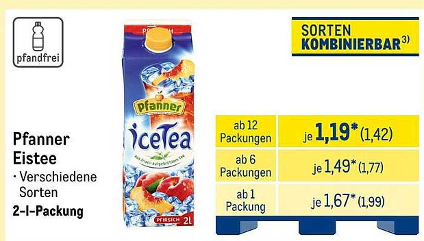 Pfanner Eistee – Verschiedene Sorten 2-l-Packung