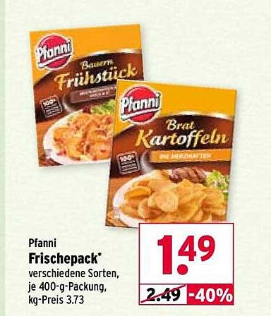 Pfanni Frischepack - verschiedene Sorten, je 400-g-Packung