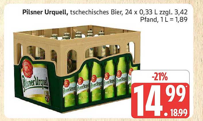 Pilsner Urquell, tschechisches Bier, 24 x 0,33 L zzgl. Pfand