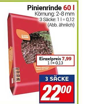 Pinienrinde 60 l - 3 Säcke für nur 22,00 €