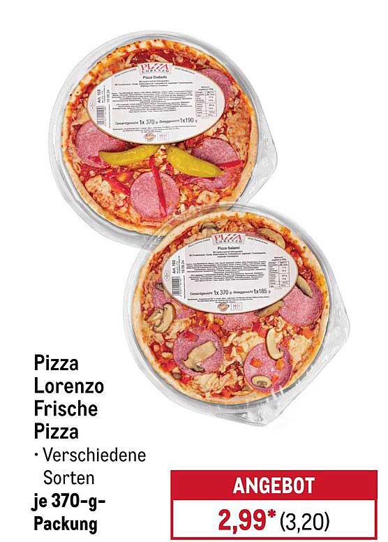 Pizza Lorenzo Frische Pizza – verschiedene Sorten 370-g-Packung