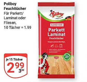 Poliboy Feuchttücher für Parkett/Laminat oder Fliesen