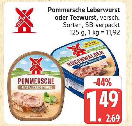 Pommesche Leberwurst oder Teewurst, vers. Sorten, SB-verpackt