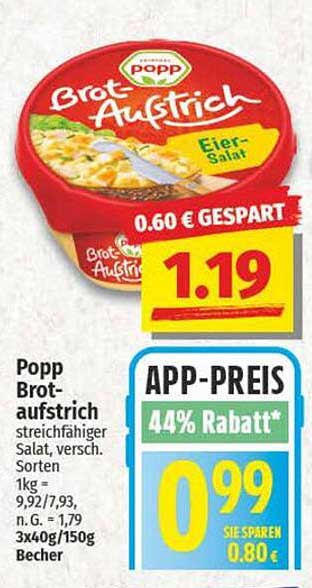 Popp Brotaufstrich Eier-Salat 150g