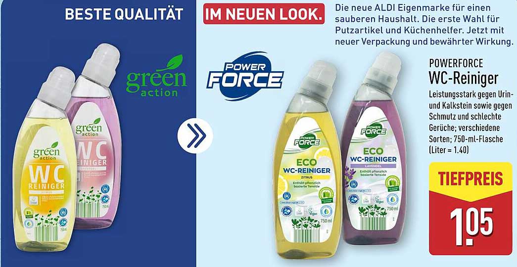 POWERFORCE WC-Reiniger, verschiedene Sorten, 750 ml-Flasche