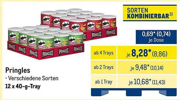 Pringles 12 x 40-g-Tray - Verschiedene Sorten
