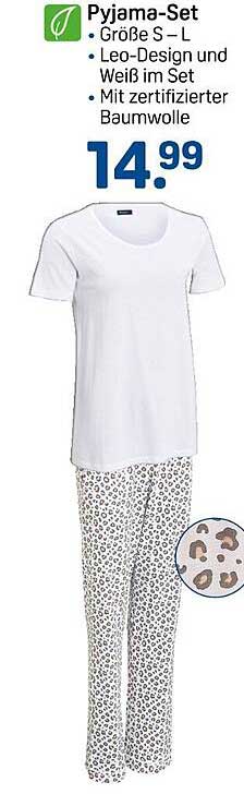 Pyjama-Set in Leo-Design und Weiß