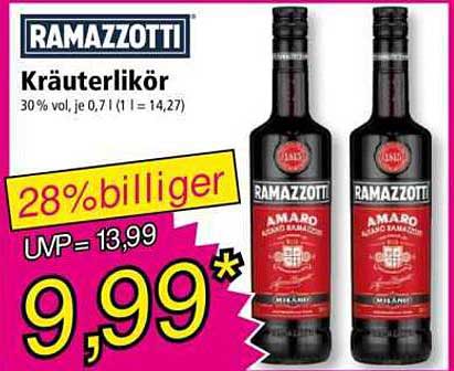 RAMAZZOTTI Kräuterlikör 30% vol, 0,7 l
