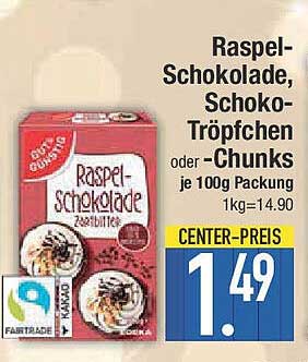 Raspel-Schokolade, Schoko-Tröpfchen oder -Chunks