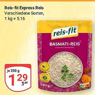 Reis-fit Express Reis – Basmati-Reis in verschiedenen Sorten
