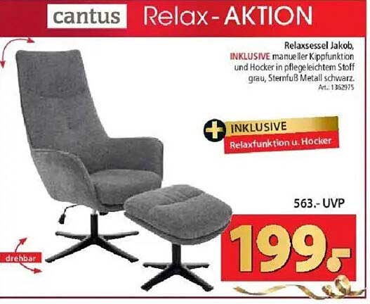 Relaxsessel Jakob mit Hocker und Kippfunktion