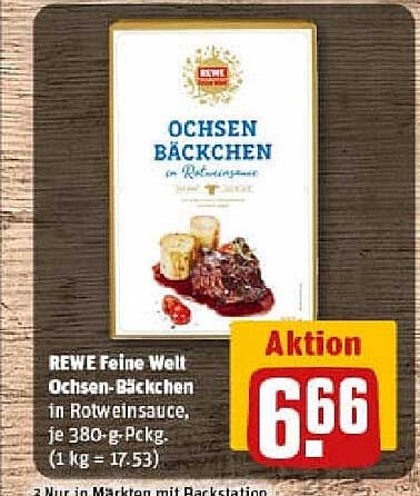 REWE Feine Welt Ochsen-Bäckchen in Rotweinsauce, je 380-g-Pckg.