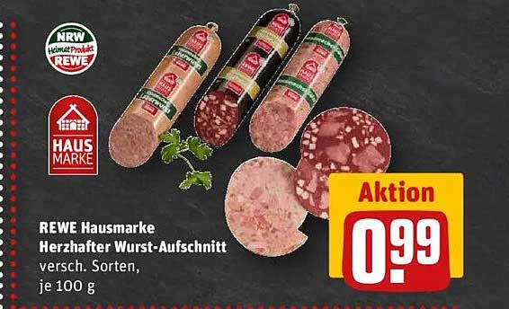 REWE Hausmarke Herzhaft Wurst-Aufschnitt, versch. Sorten, je 100 g