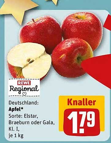 REWE Regional Äpfel - Elstar, Braeburn oder Gala, je 1 kg