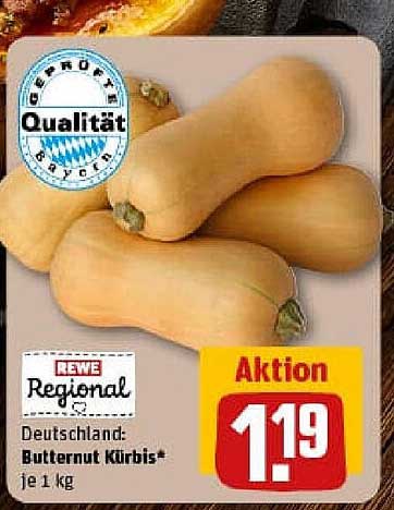 REWE Regional: Butternut Kürbis* je 1 kg