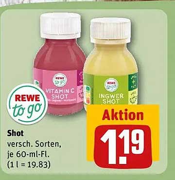 REWE to go Shot - Vitamin C und Ingwer Shot 60 ml