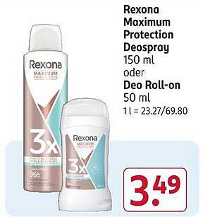 Rexona Maximum Protection Deospray 150 ml oder Deo Roll-on 50 ml