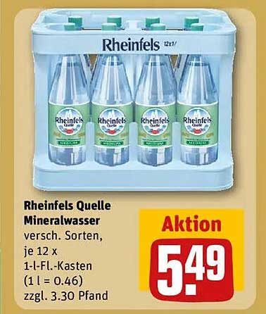 Rheinfels Quelle Mineralwasser 12 x 1-L-Fl.-Kasten