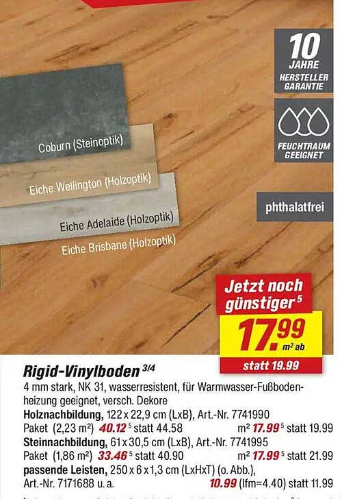 Rigid-Vinylboden 3/4 – jetzt noch günstiger!