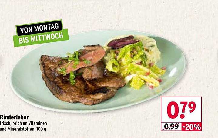 Rinderleber frisch, reich an Vitaminen und Mineralstoffen, 100 g