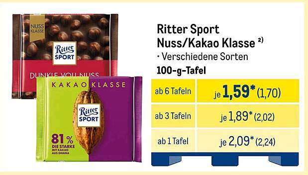Ritter Sport Nuss/Kakao Klasse - Verschiedene Sorten