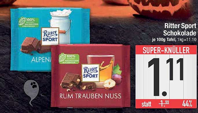 Ritter Sport Schokolade - Alpenmilch und Rum Trauben Nuss