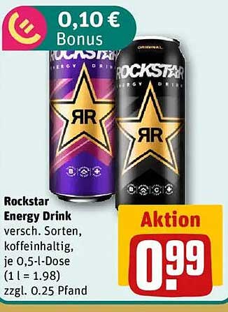 Rockstar Energy Drink verschiedenen Sorten, koffeinhaltig