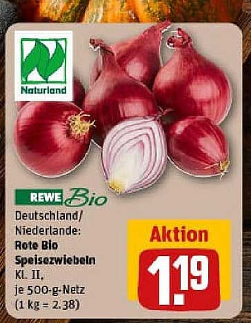 Rote Bio Speisezwiebeln 500 g Netz für nur 1,19 €