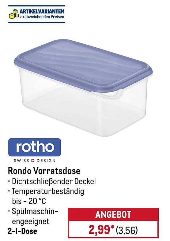 rotho Rondo Vorratsdose 2-I-Dose mit Dichtschließendem Deckel
