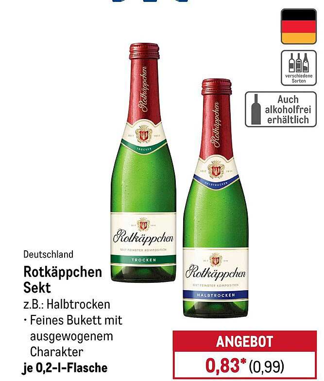 Rotkäppchen Sekt - Halbtrocken, 0,2 l Flasche