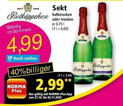 Rotkäppchen Sekt halbtrocken oder trocken 0,75 l
