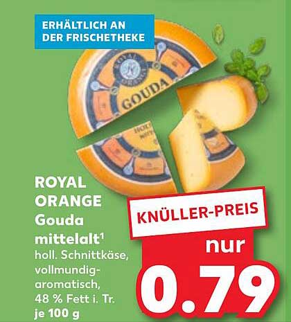 ROYAL ORANGE Gouda mittelalt 1 holl. Schnittkäse