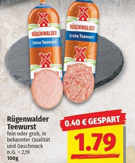 Rügenwalder Teewurst - fein oder grob in bekannter Qualität