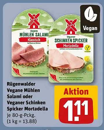 Rügenwalder Vegane Mühlen Salami oder Veganer Schinken Spicker Mortadella