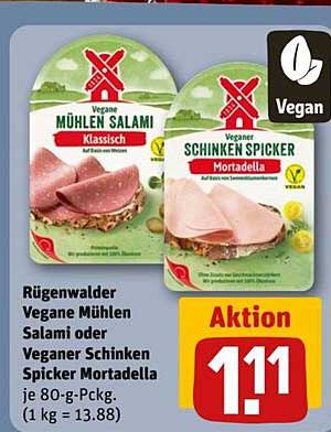 Rügenwalder Vegane Mühlen Salami oder Veganer Schinken Spicker Mortadella (je 80-g-Pckg.)