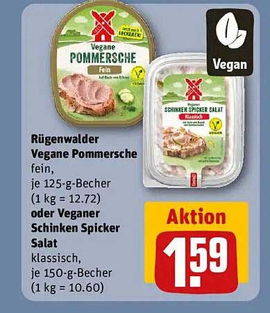 Rügenwalder Vegane Pommesche fein oder Veganer Schinken Spicker Salat