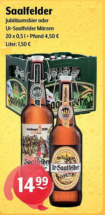 Saalfelder Jubiläumsbier oder Ur-Saalfelder Märzen 20 x 0,5 l
