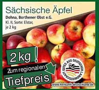 Sächsische Äpfel - 2 kg zum regionalen Tiefpreis