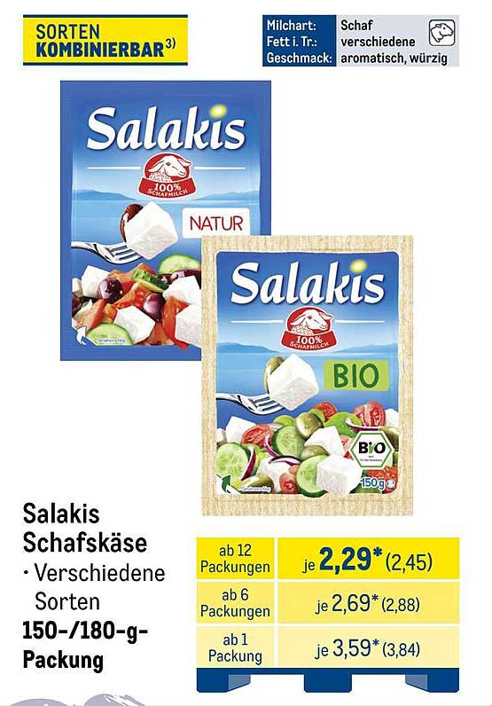 Salakis Schafskäse - Verschiedene Sorten 150/180-g-Packung