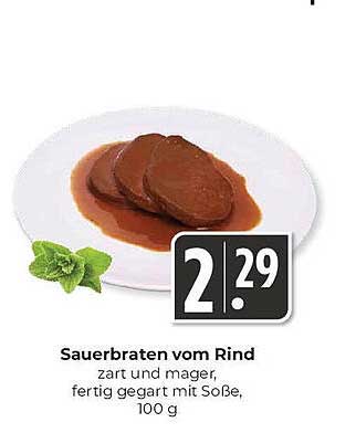 Sauerbraten vom Rind - zart und mager, fertig gegart mit Soße, 100 g
