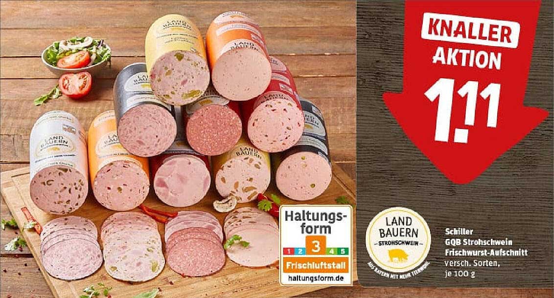 Schiller GQB Strohhschwein Frischwurst-Aufschnitt versch. Sorten, je 100 g
