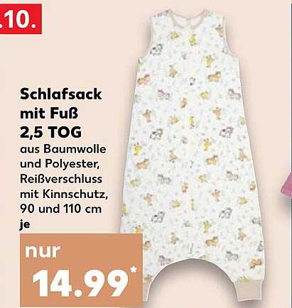 Schlafsack mit Fuß 2,5 TOG aus Baumwolle und Polyester