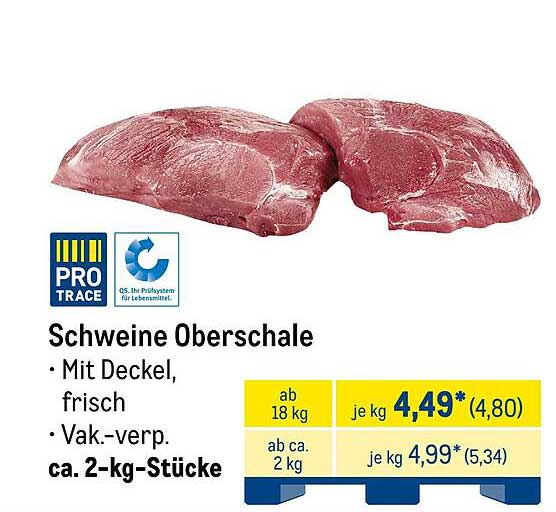 Schweine Oberschale mit Deckel, frisch und vakuumverpackt