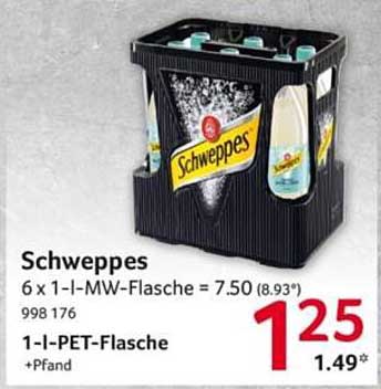 Schweppes 6 x 1-Liter-MW-Flasche - Nur für kurze Zeit!