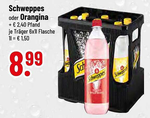 Schweppes oder Orangina 6x1l Träger - Erfrischung pur!