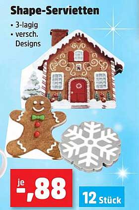 Shape-Servietten – 12 Stück in festlichen Designs