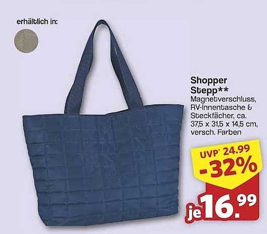 Shopper Stepp** - Magnetverschluss, RV-Innentasche & Steckfächer